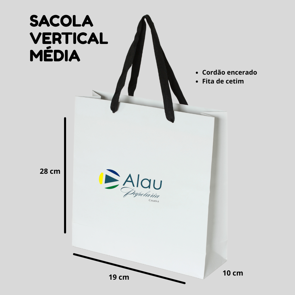 Sacola Mediana em Papel Offset – 19x28x10 cm