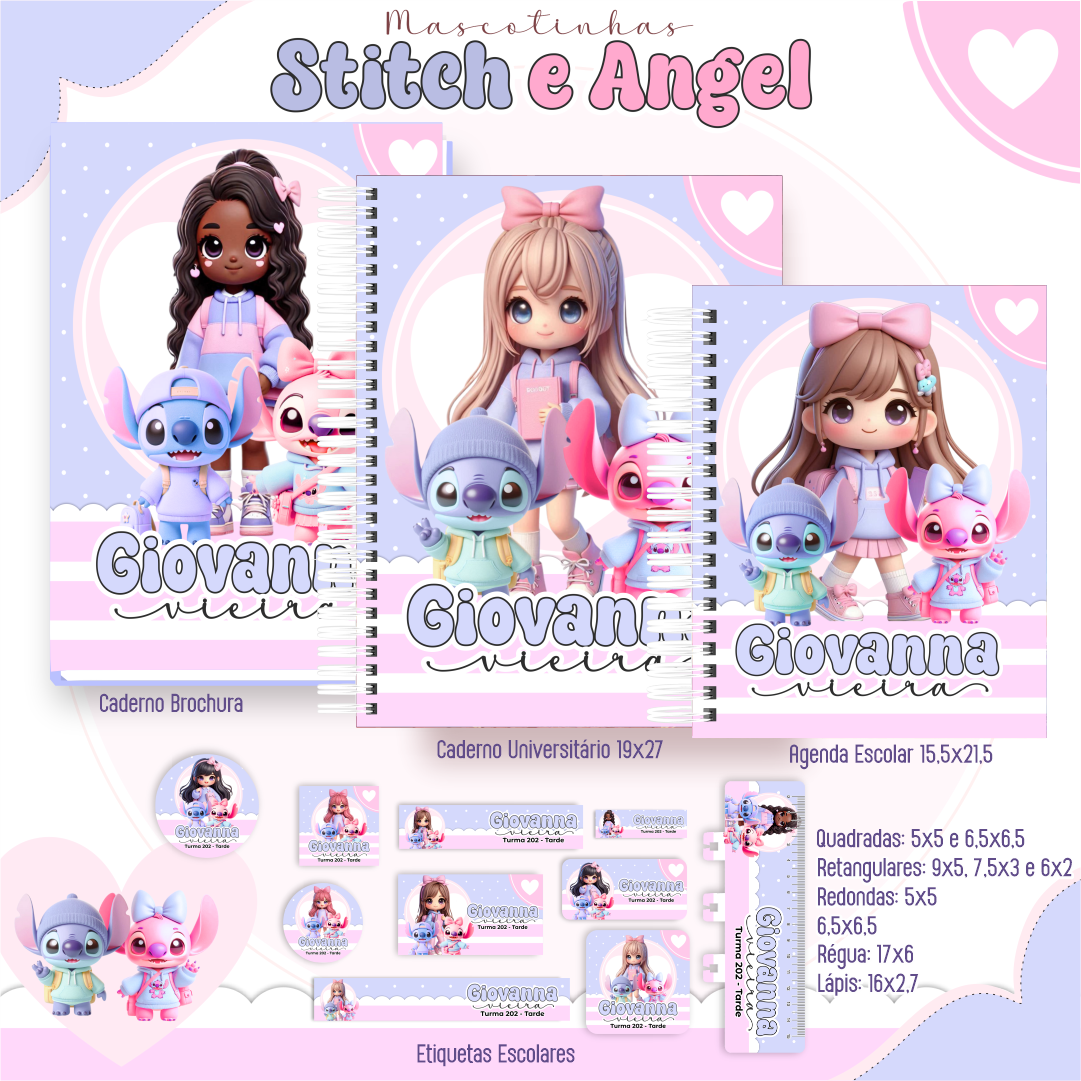 Kit escolar digital STITCH E ANGEL