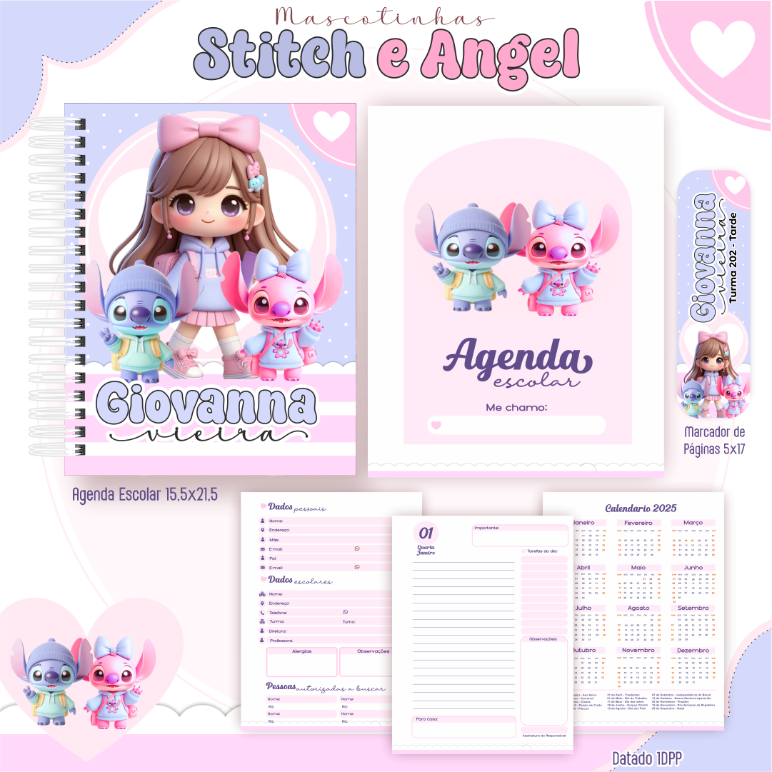 Kit escolar digital STITCH E ANGEL